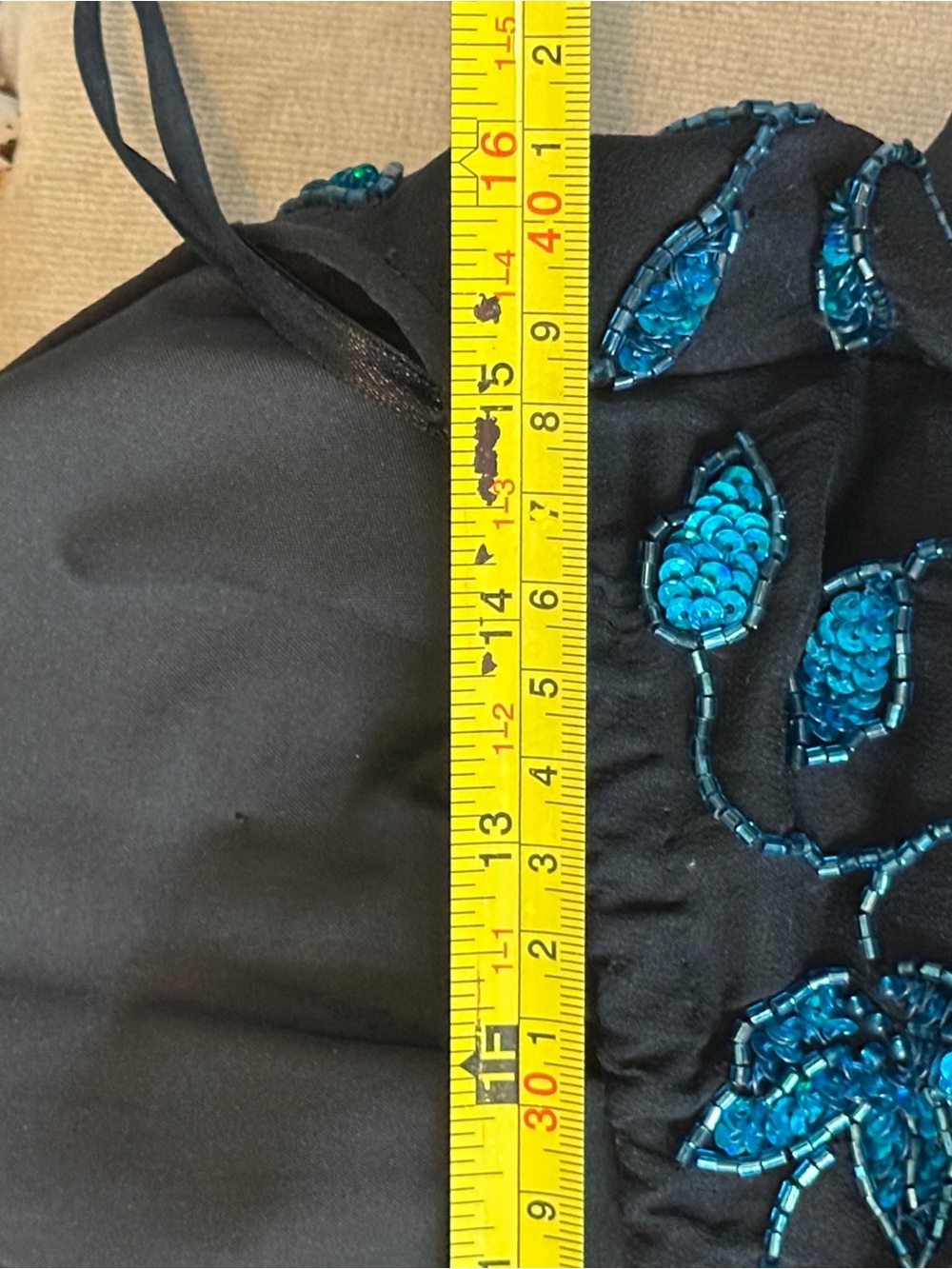Cache Black Midi Slip Dress with Teal Floral Embroidery - Picture 10 of 12